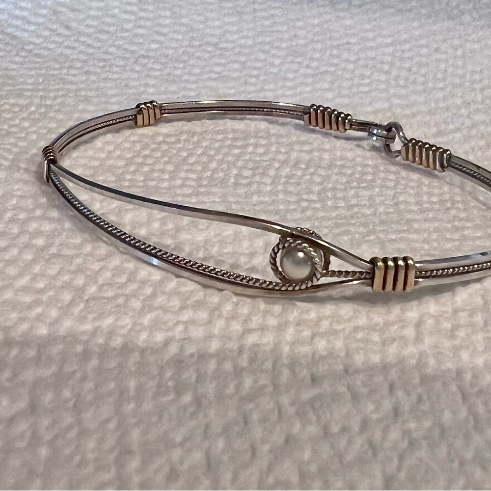 Chic Two-Tone Bangle Bracelet